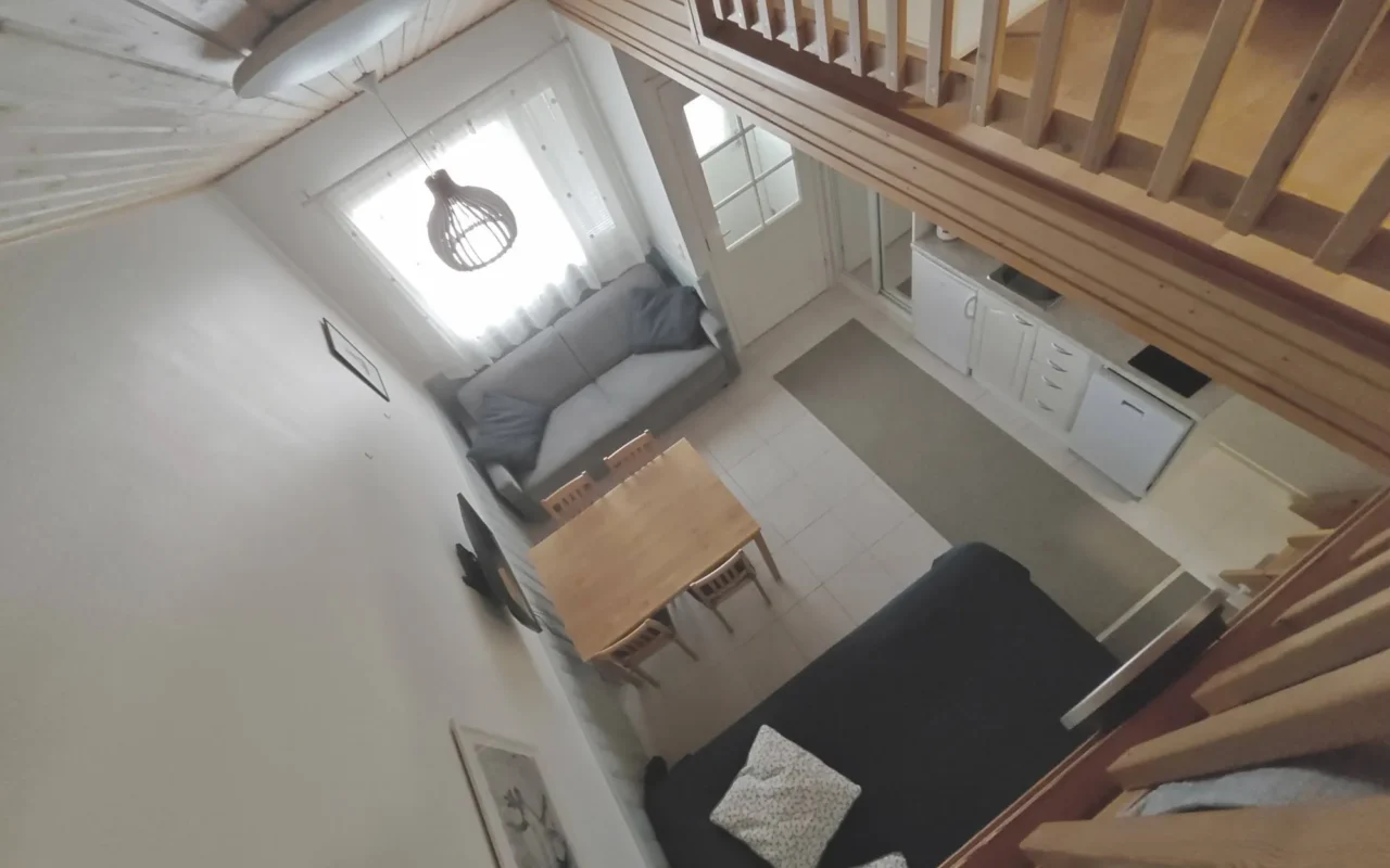 View of the living area from the loft in Leviloma 27 m² B, Levi
